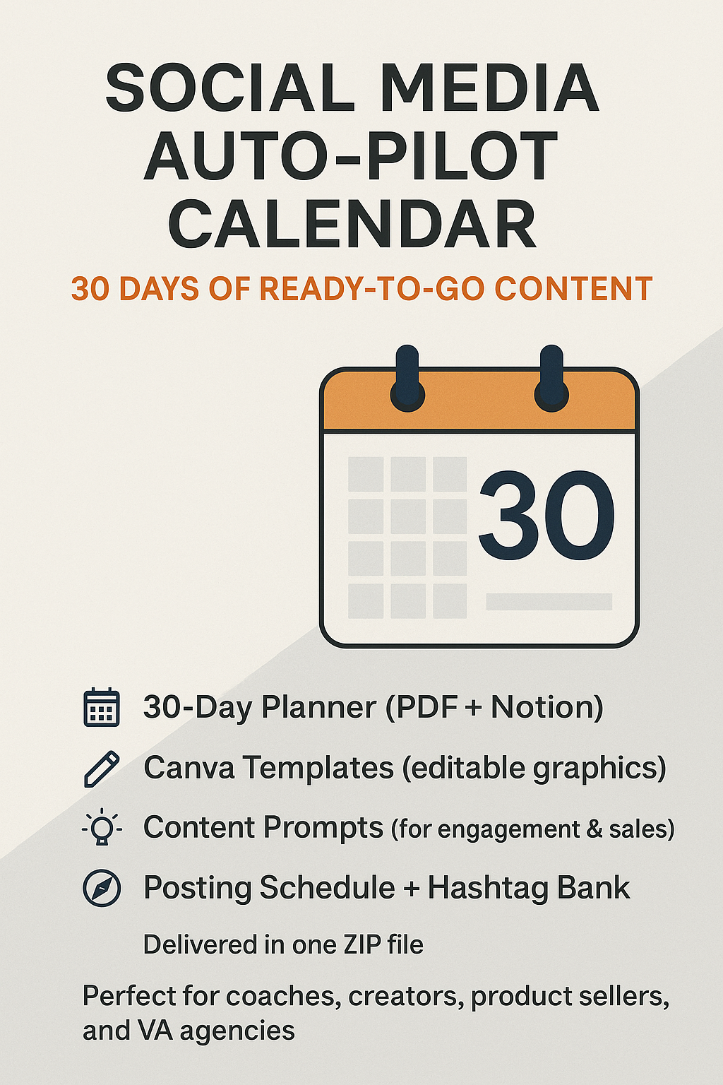 📅 Social Media Auto-Pilot Calendar – 30 Days of Ready-to-Go Content